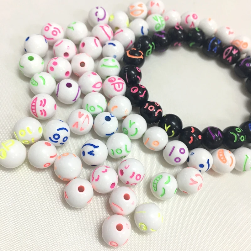 8 мм акриловые Круглые бусины для изготовления ювелирных изделий черно белые