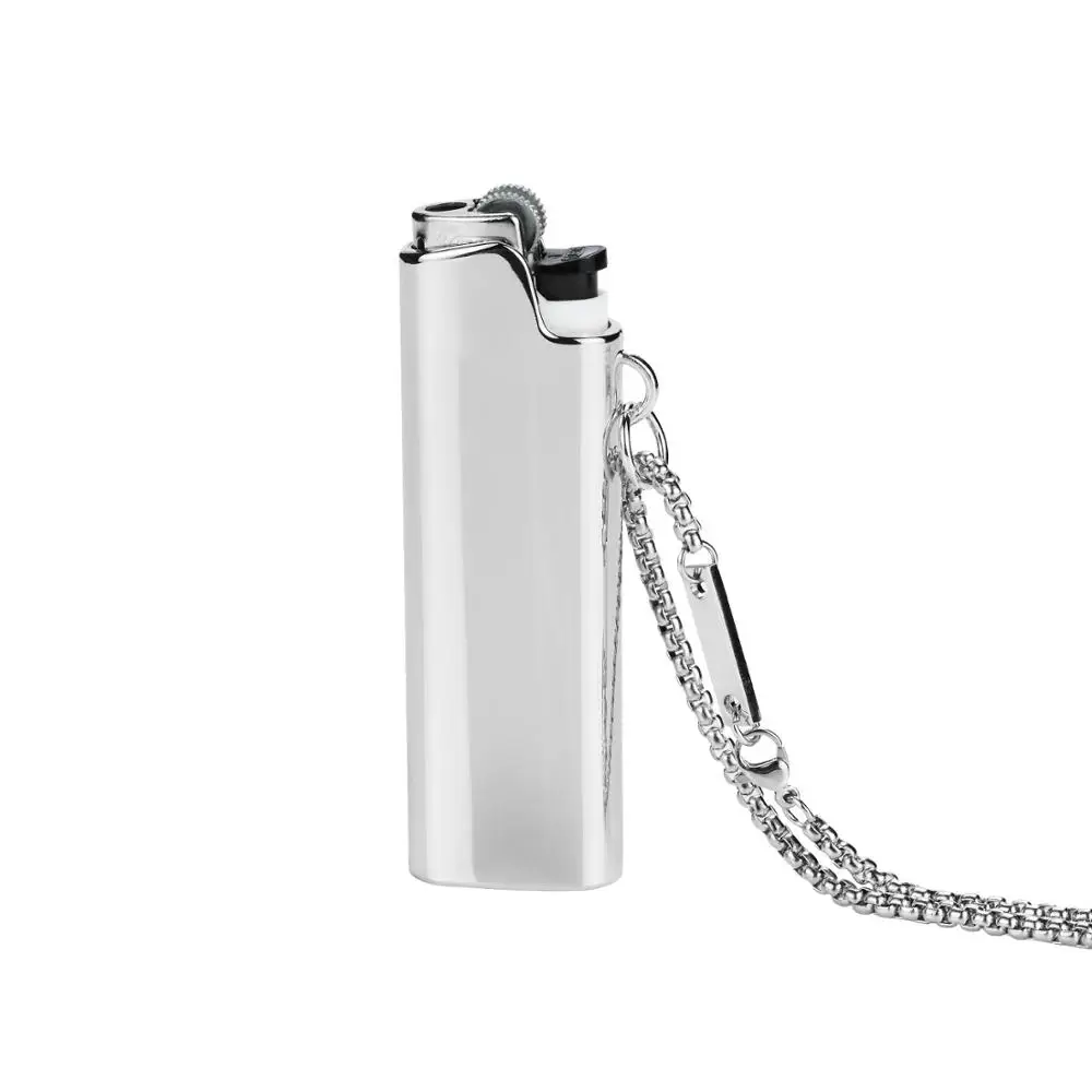 silver Новое поступление, мужские хип-хоп зажигалки в форме крышки, ожерелья с подвесками, модные подвески из нержавеющей стали, ожерелье в стиле хип-хоп, ювелирные изделия, подарок - Окраска металла: silver