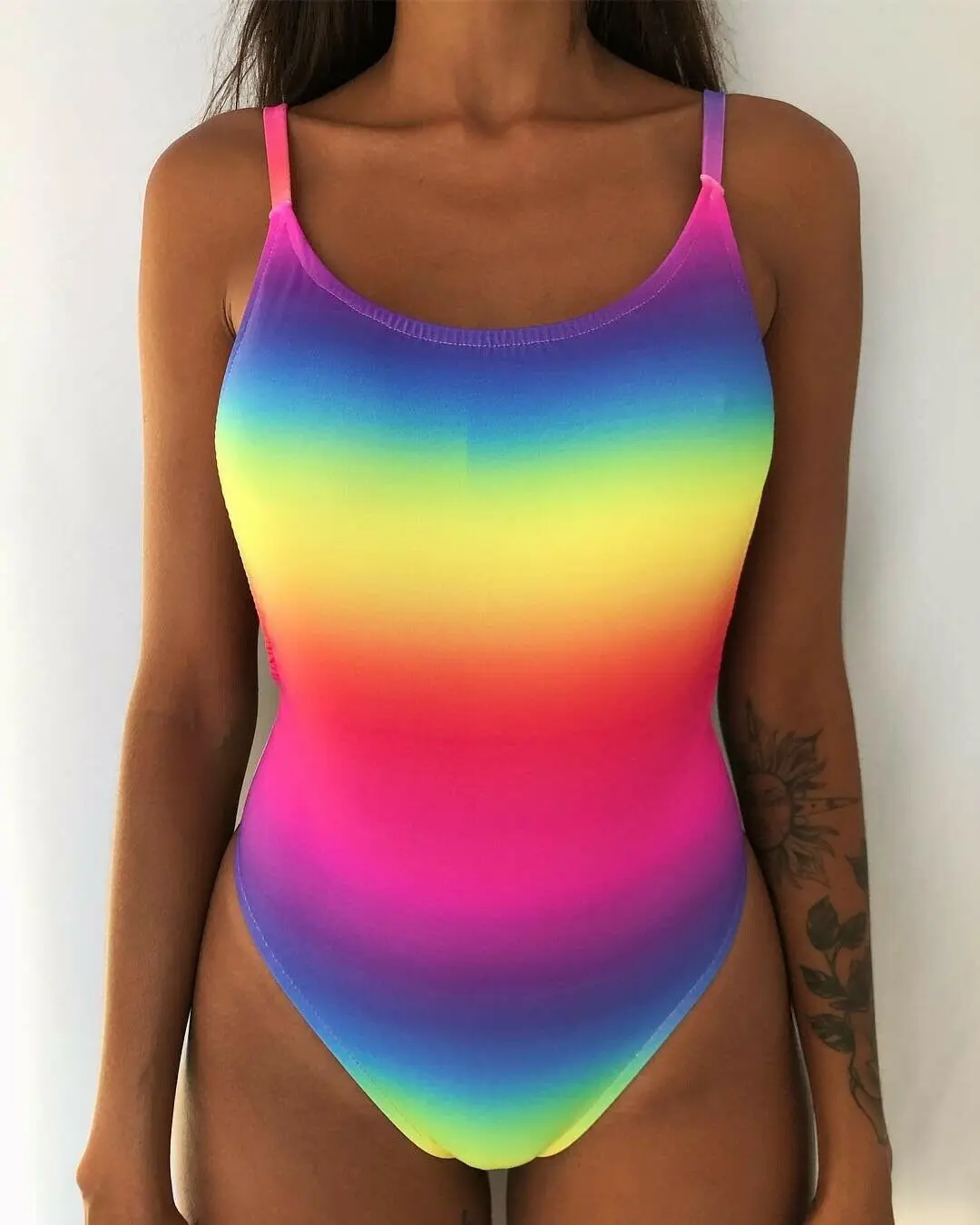 Женский купальный костюм с градиентным принтом Цельный купальник пуш-ап бикини
