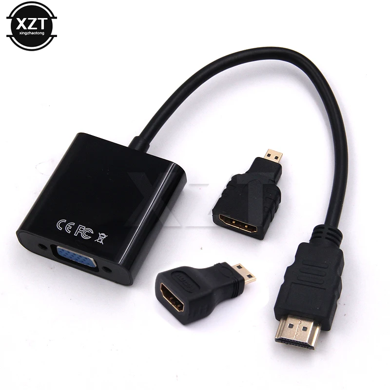 Для ПК HDTV дисплей проектор 1080P 3 в 1 для HDMI к VGA кабель конвертер адаптер аудио + мини