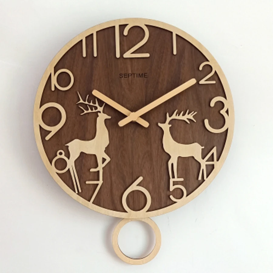 Single Side Wood Art Wall Clock Creative Modern A Watch Living Room Decoration Mute Saat Home AccessoriesB1035 | Дом и сад
