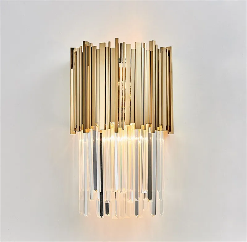 wall lamp 2 Роскошная золотая сталь K9 Хрустальная светодиодная подвесная люстра для гостиной, Подвесная лампа для внутреннего освещения - Цвет абажура: wall lamp 2