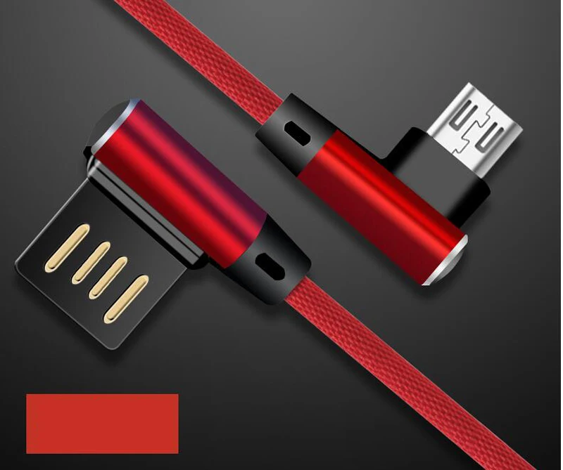 Кабель Micro USB 1 м с изгибом под углом 90 градусов металлической оплеткой для быстрой