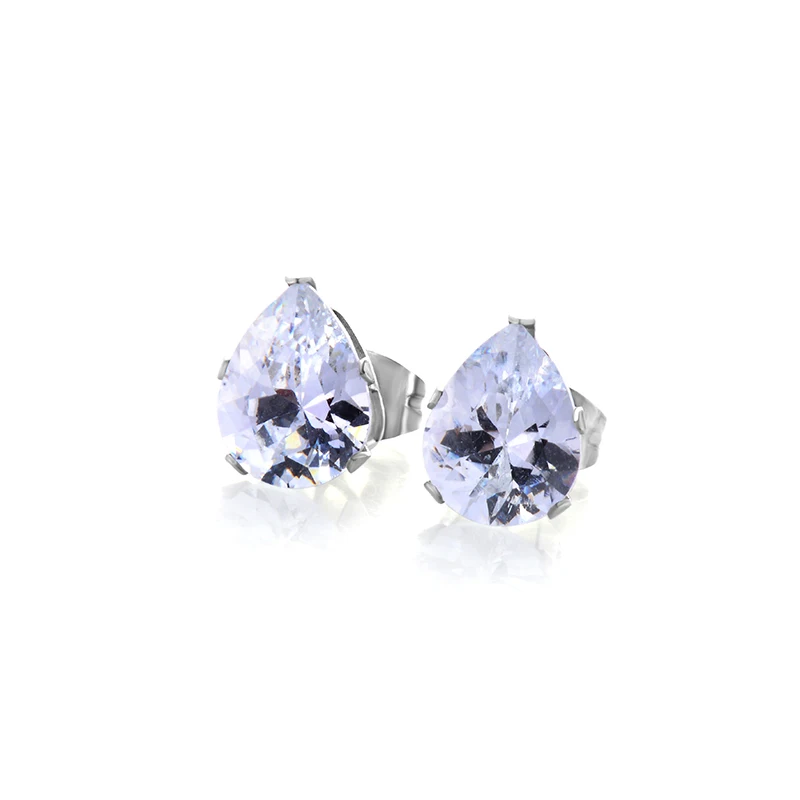 7*9MM 7 Zircon Crystal Stud Earring Sets For Women Heart Design Silver Stainless Pendientes N20 | Украшения и аксессуары