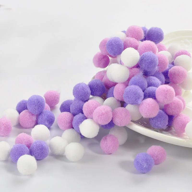 Purple series Помпон мини пышная Нижняя помпоны пушистые с плюшевой подкладкой для детей, куртка для девочек, игрушки, ручная работа, Свадебный декор DIY товары для шитья и рукоделия 8/10/15/20/25/30 мм - Цвет: Purple series