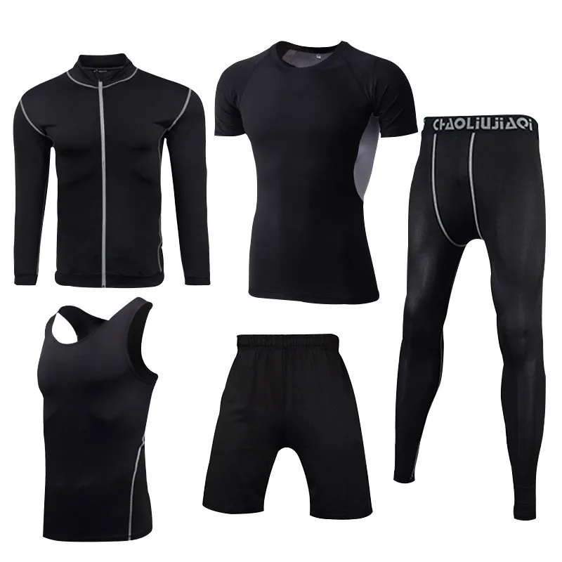 Men sportswear-SS2 Мужская спортивная одежда, эластичные спортивные костюмы, дышащий спортивный костюм для пробежек, тренировок, спортзала, фитнеса, тренировки, одежда для быстросохнущего бега, мужской комплект - Цвет: Men sportswear-SS2