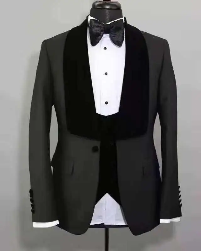 Для мужчин свадебные костюмы Slim Fit Комплект из 3 предметов смокинг жениха дружка мастер церемоний Главная сцена куртка брюки жилет певица костюм