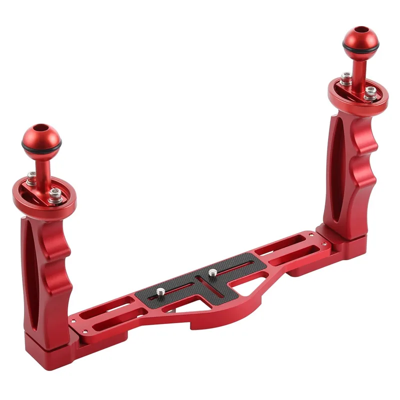 Red Stabilizer PULUZ двойные ручки лоток стабилизатор с спуском затвора триггера Расширение адаптер крепление рычага для подводных корпусов камеры - Цвет: Red Stabilizer