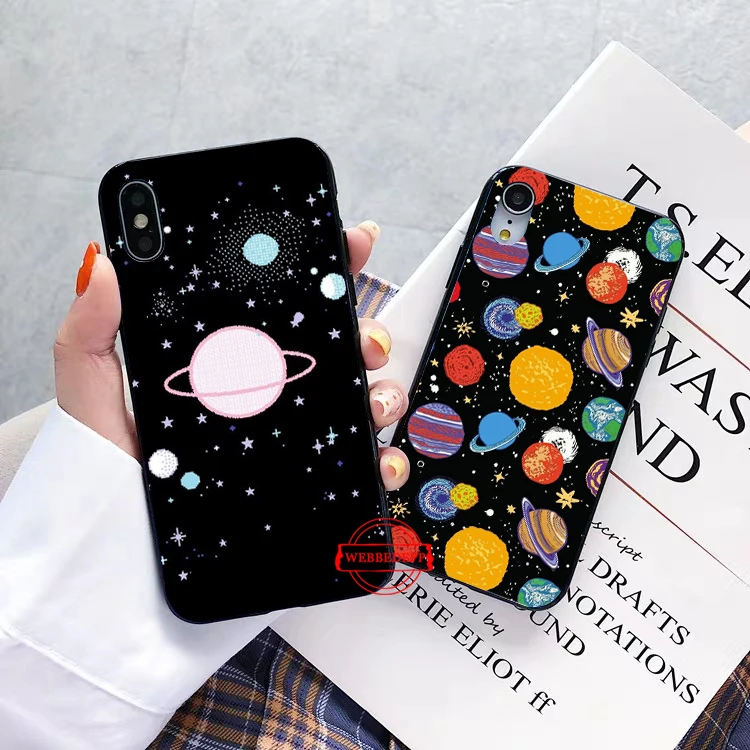 Силиконовый мягкий чехол с мультяшным изображением Луны звезд планеты для iPhone 5 SE