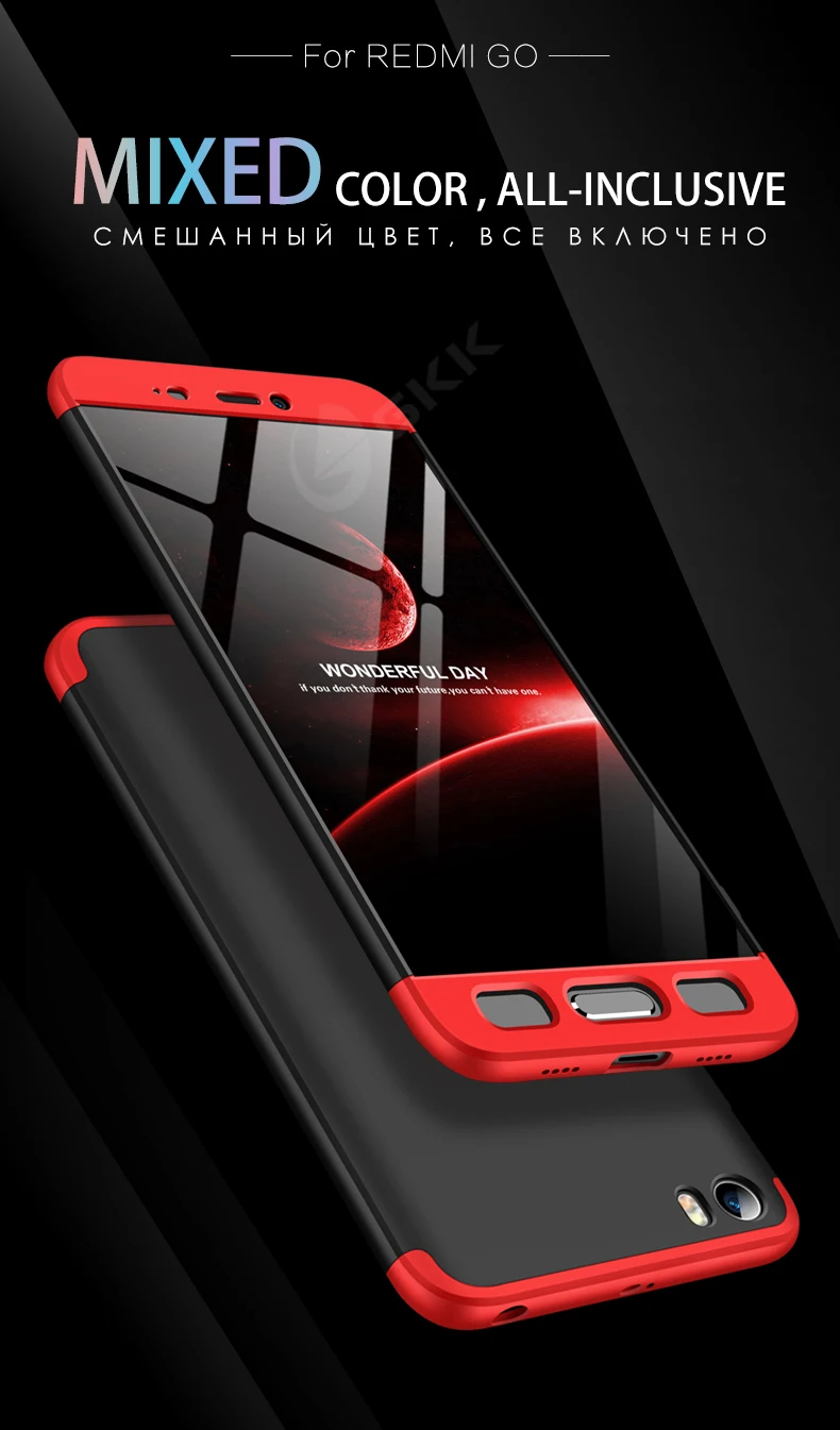 GKK чехол 3 в 1 для Xiaomi Redmi Go чехол 360 полная защита противоударный Матовый Жесткий чехол для Xiaomi Redmi Go чехол Coque