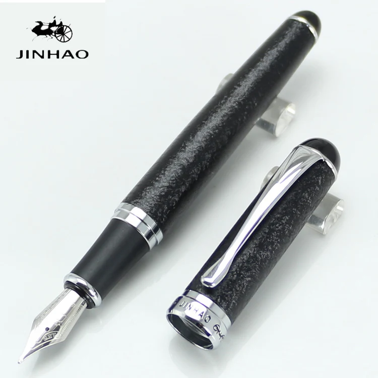 Перьевая ручка JINHAO черная шероховатая поверхность серебристый наконечник без