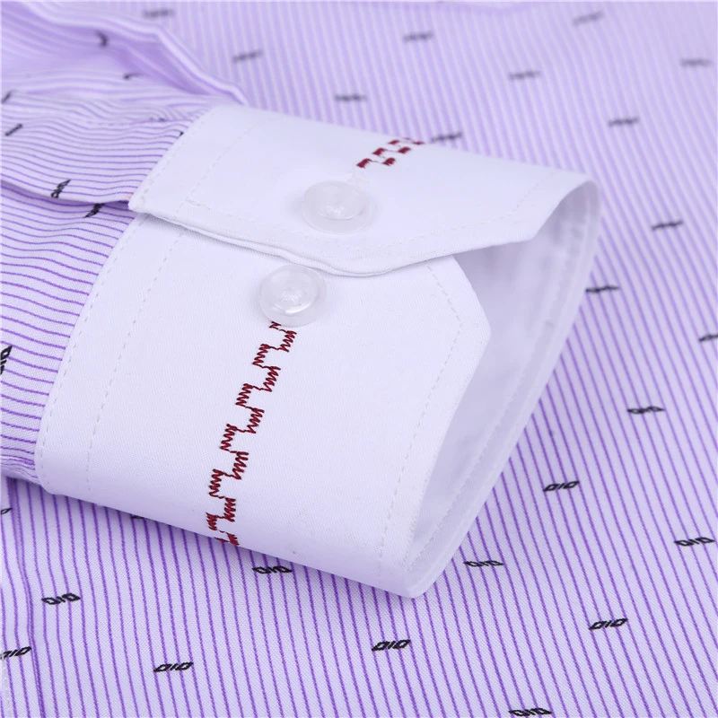 2018 модные Вышивка в полоску повседневные платья рубашка Для мужчин с длинными