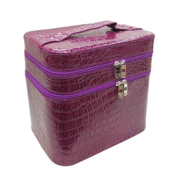 style 2 purple Женская косметичка из кожи аллигатора, дизайнерская, высококачественная, портативная, косметичка, большая, вместительная, полиуретановая, косметичка, для женщин, для макияжа - Цвет: style 2 purple