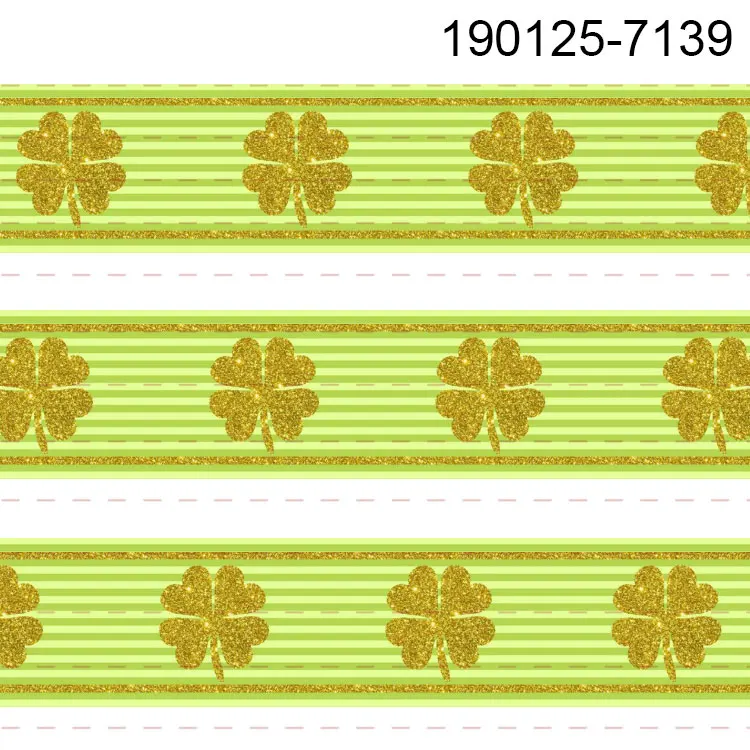 10 ярдов-разные размеры-зеленая лента клевера напечатанная лента Grosgrain