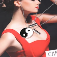 2pcslot black and white enameled split disc taoism yin yang pendant friendship necklace
