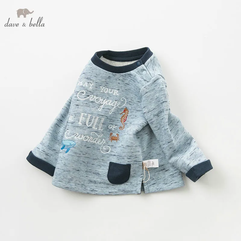 DBA9551 dave bella spring baby boys T-shirt children long sleeve print tops high quality pullover kids fashion tees | Мать и ребенок