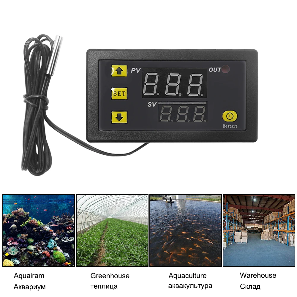 W3230 DC 12V 24V 110 V-220 V AC цифровой регулятор температуры светодиодный дисплей термостат с прибором управления обогревом/охлаждением