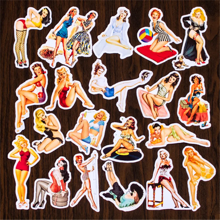 20-30 pcs bill stickers Europe and the United States retro album girl decorative beauty around scrapbooking | Дом и сад
