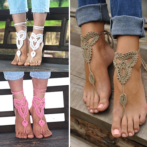Женский браслет на щиколотке хлопчатобумажный с цепочкой вокруг щиколотки|foot