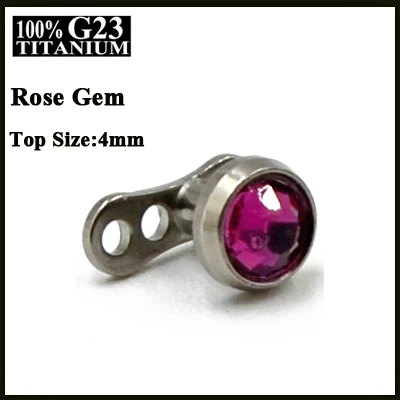 Rose Zircon 1 шт. Титан база циркон, луна, звезда, сердце, опал, цветок топ микродермальный Якорь Пирсинг Циркон Топы корректирующие кожи Diver пирсинг - Окраска металла: Rose Zircon