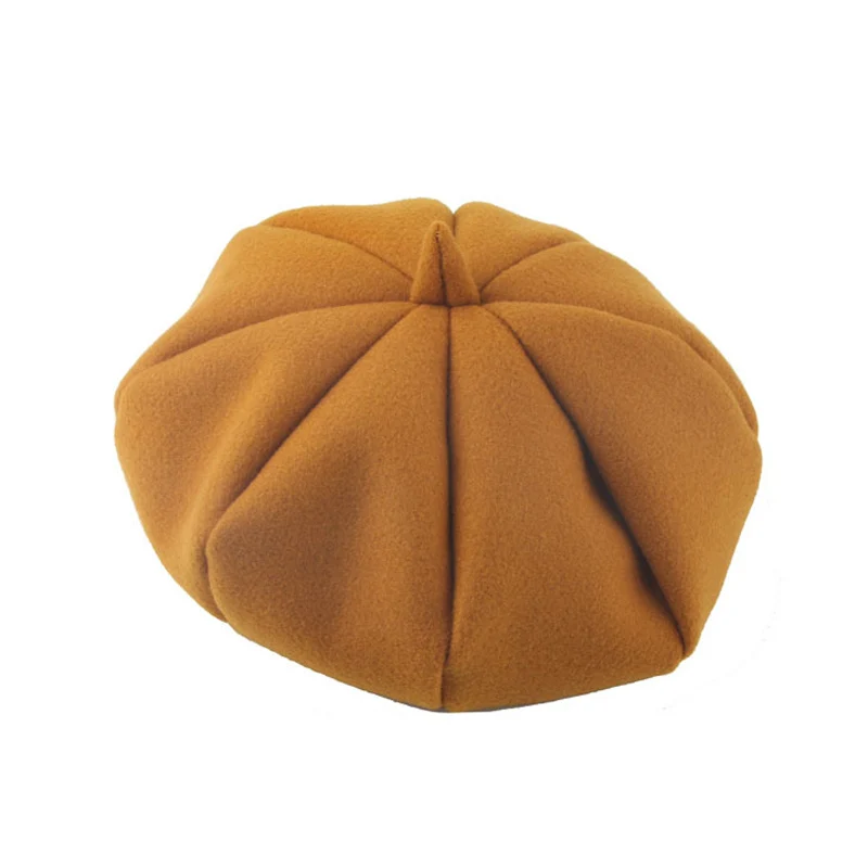 Orange baby hat Новая модная шерстяная шапка для маленьких девочек осенне-зимняя детская шапка для девочек, винтажный детский берет, шапка, аксессуары для малышей, 1 шт - Цвет: Orange baby hat