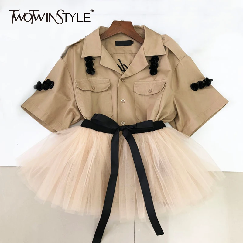 Женская блузка TWOTWINSTYLE весенняя повседневная с коротким рукавом и
