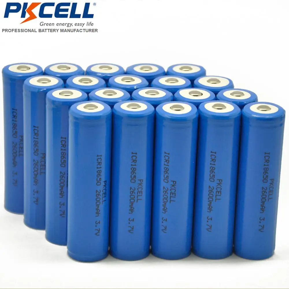 

20 шт., литиевые аккумуляторы PKCELL 18650, 3,7 в, ICR18650, 2600 мАч