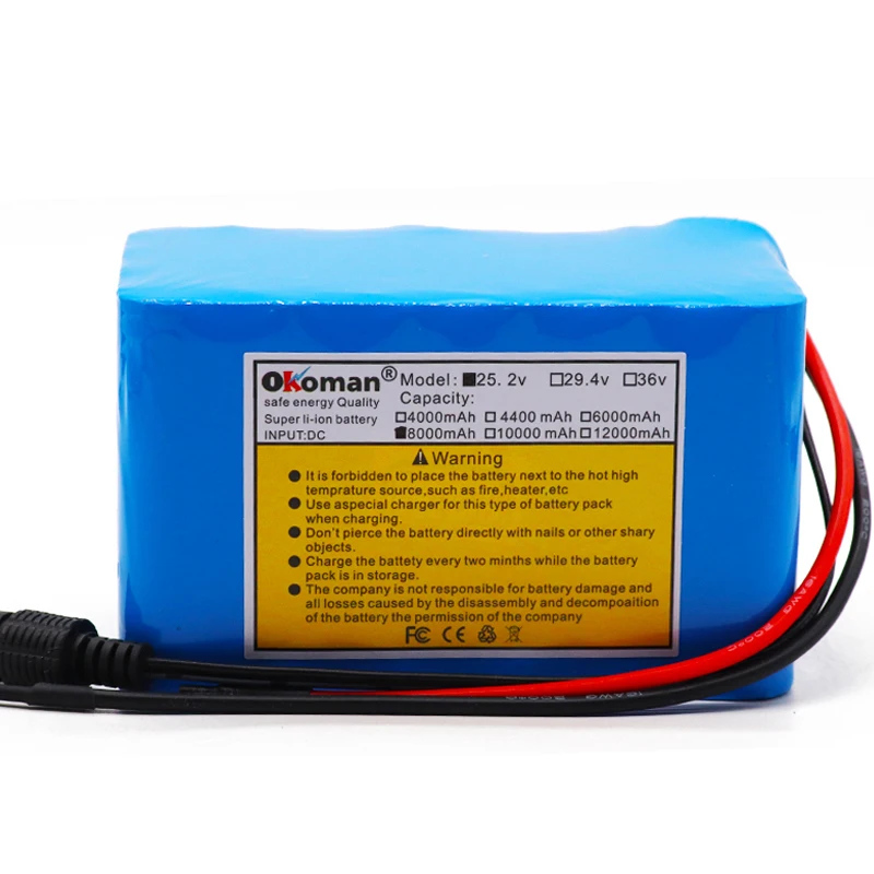 Okoman 24 V 8Ah 6S4P 18650 литий-ионный аккумулятор 25 2 v 8000 mAh Электрический велосипед