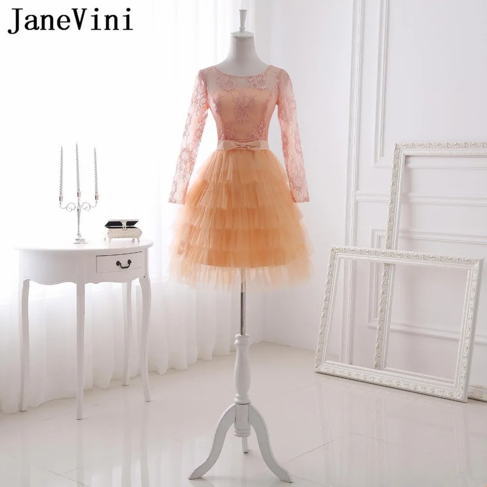 

Элегантное короткое платье подружки невесты jaevini, ТРАПЕЦИЕВИДНОЕ Многоярусное Прозрачное платье с глубоким вырезом и бантом, юбка на выпус...