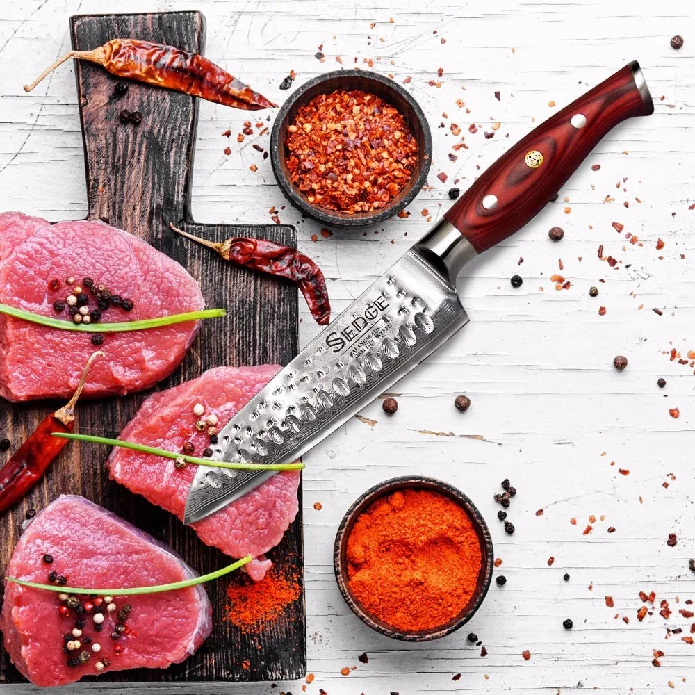 Нож Sedge Santoku-японский 67 слоев кухонный нож из нержавеющей стали для дамасской HC