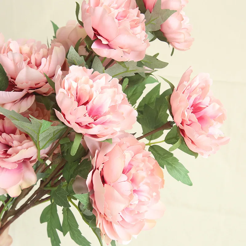 

6pcs/lot Single branch peony Chinese artificial flower manufacturer home decoration wedding holding flower road lead wall