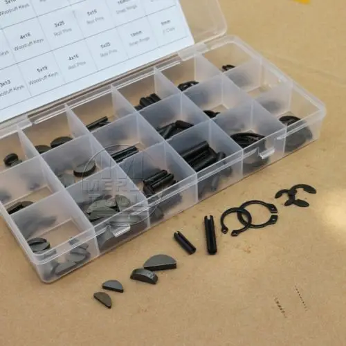 18 kinds Woodruff Keys Snap Ring Roll Pin E-Clip Assortment Kit | Screws