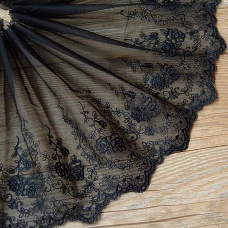 Beautiful 1Yard black White Lace Ribbon Tape 20CM Quality Trim Embroidered For Sewing Decoration african lace fabric | Дом и сад
