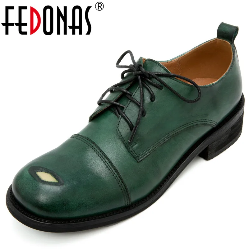 FEDONAS/2020 г. весенние винтажные женские туфли лодочки с круглым носком перекрестной