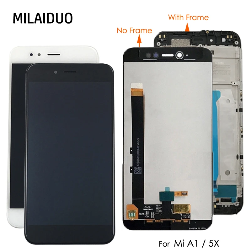 ЖК-дисплей для Xiaomi A1 Mi 5X 5 дюймов ЖК сенсорный экран дигитайзер черный белый с