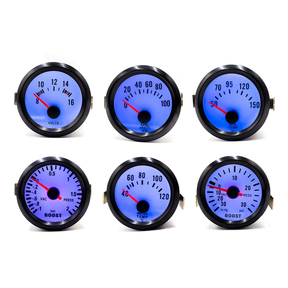 CNSPEED " 52 мм механический 12 в автомобильный турбо Boost Gauge-1~ 2 бар Черный Турбо Boost метр Синий СВЕТОДИОДНЫЙ Автомобильный манометр YC100011