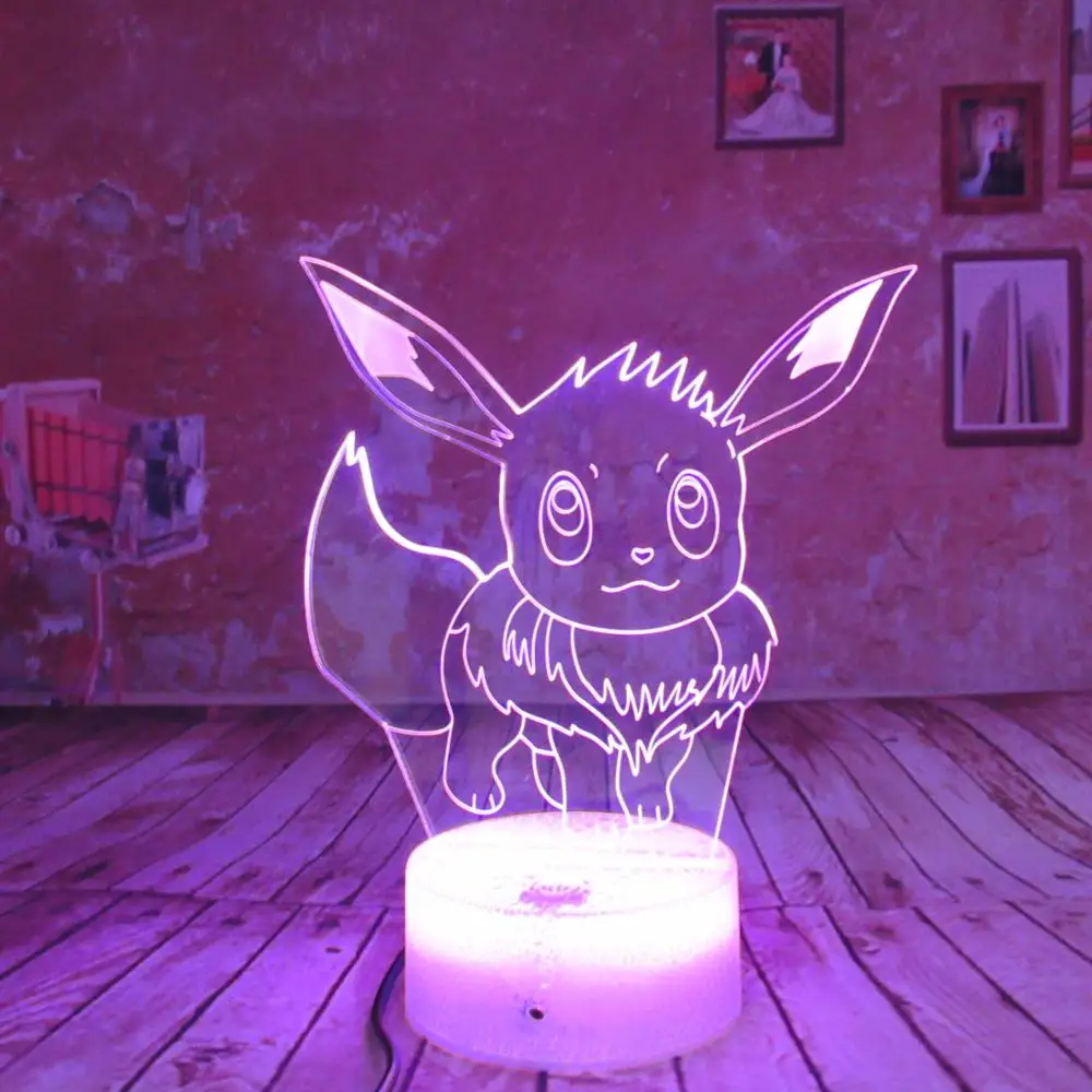 Покемон го Evee 3D ночник 7 цветов Изменение LED USB детская настольная лампа сенсорная