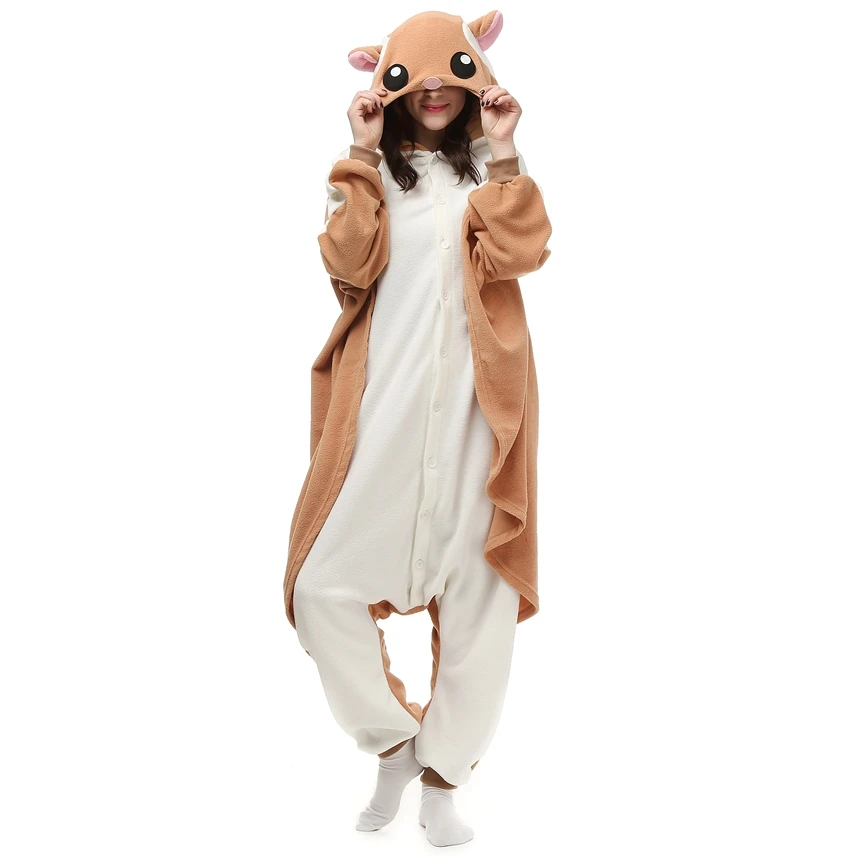 Adult Polar Fleece Kigurumi Sugar Glider Rat Costume - Cartoon Animal Onesie Pajamas for Halloween, Carnival, Masquerade Party Jumpsuit image 4