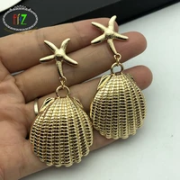 f j4z hot alloy seashell earrings big conches women statement earrings summer beach jewelry