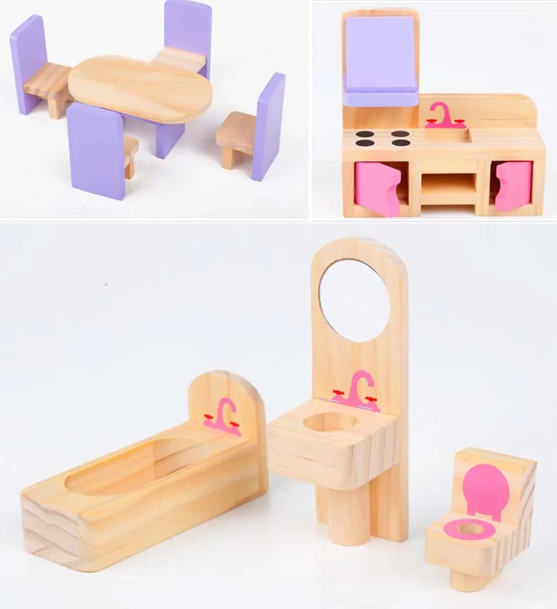 Большой размер DIY игрушки Кукольный дом большие аксессуары миниатюрная мебель деревянный кукольный домик Модель Игрушки для девочек Подарочная комната для макияжа