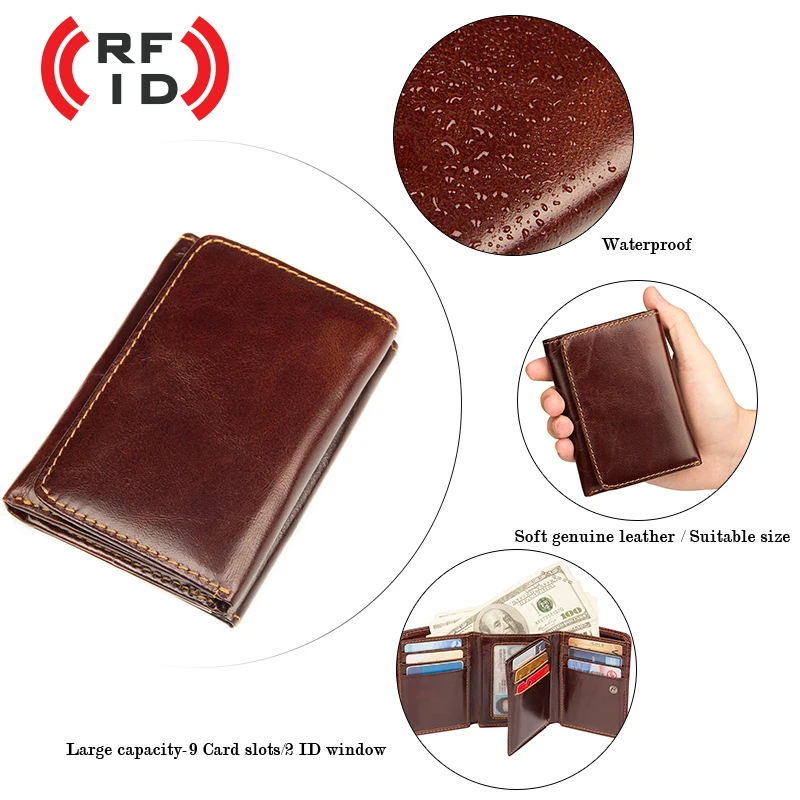 J.M.D RFID Блокировка кошельки из натуральной кожи для мужчин ID держатель карты Чехол