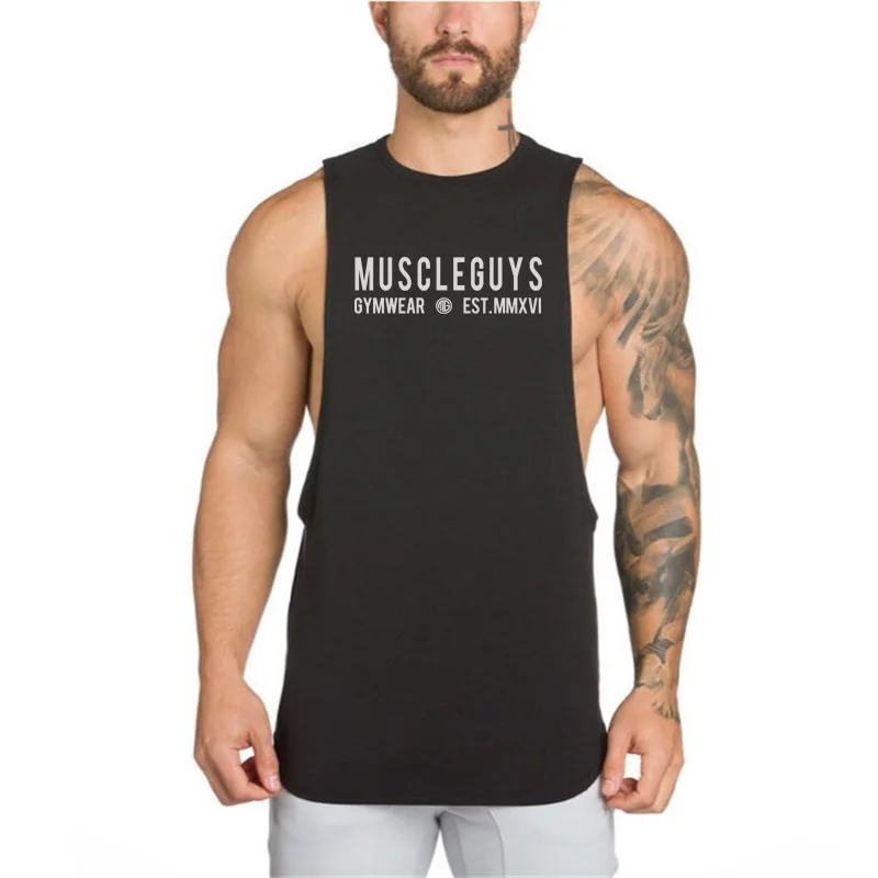 Бренд Muscleguys майка для фитнеса Мужская без рукавов рубашка летняя негабаритная