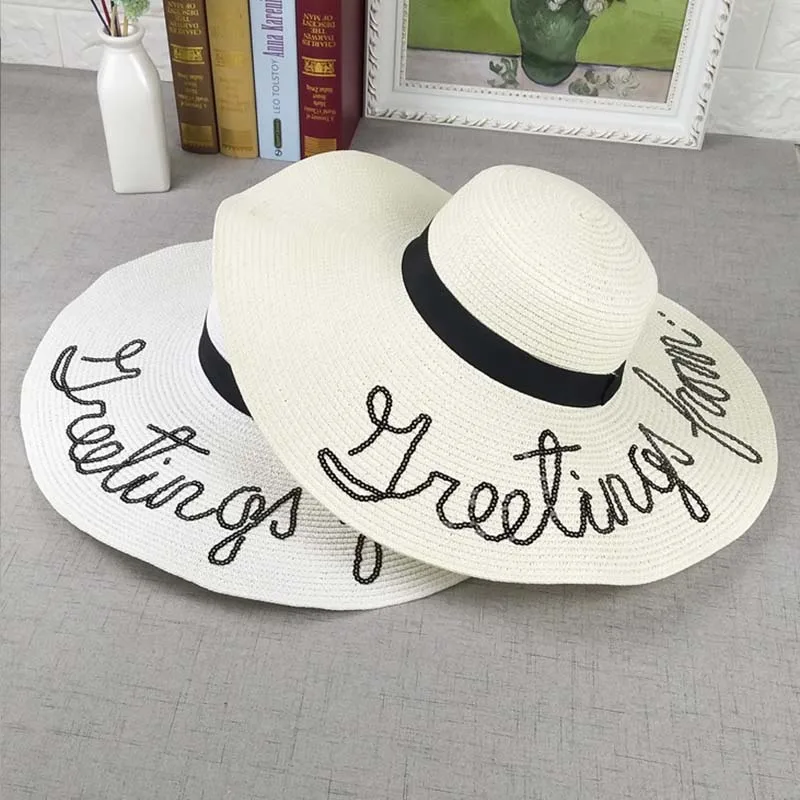 Солнцезащитные шляпы модная соломенная шляпа с буквенным принтом летняя пляжная