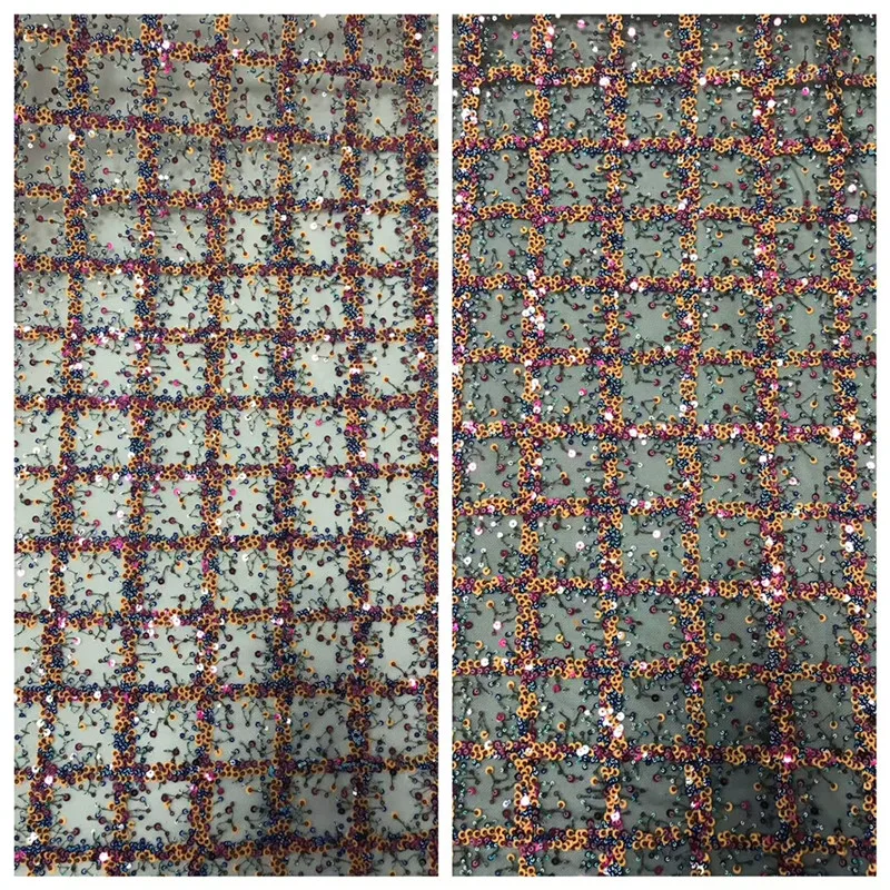 

2019 Newest Arrival Beautiful French Sequins Laces Fabrics Latest African Tulle Laces Fabric For Evening Party Dresses xb65-2452