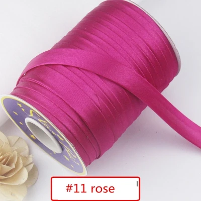 rose 5/"(15 мм) атласная косая лента полиэстер косая Привязка сплошной цвет для пошив одежды «сделай сам» и обрезки складка ленты - Цвет: rose
