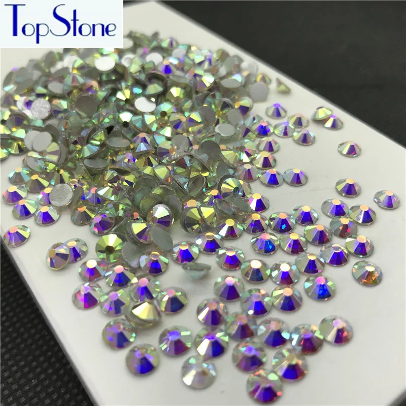 Круглые стеклянные стразы Topstone прозрачные 3d камни для нейл арта ss3 ss34 без горячей