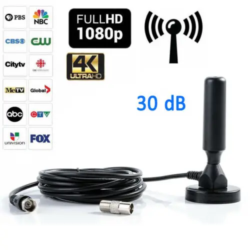 200 Mile 30dBi внутренняя усиленная цифровая DVB T/FM Freeview Антенна ПК для ТВ HDTV антенна