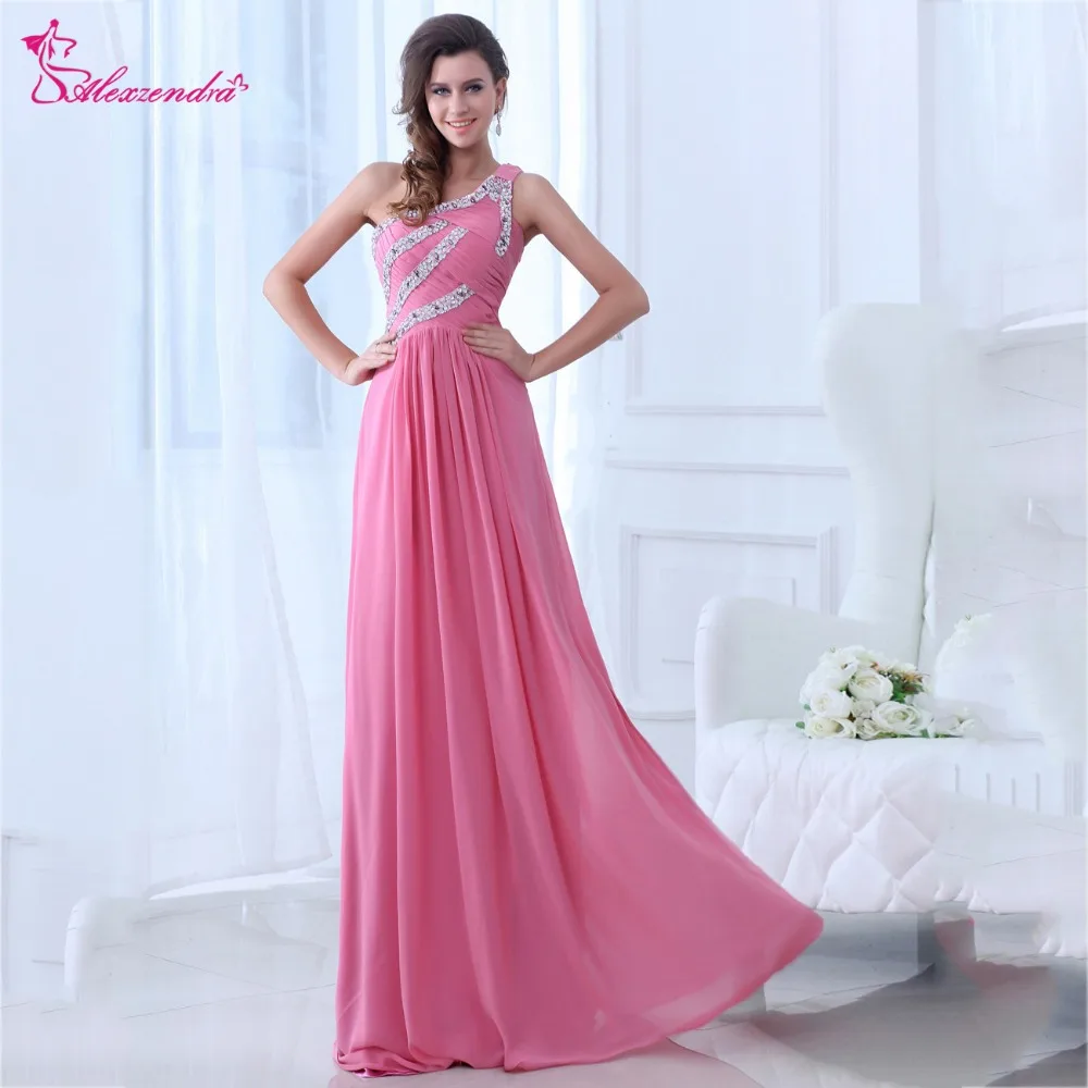 

Alexzendra трапециевидные шифоновые платья на одно плечо для выпускного вечера 2018 Длинные вечерние платья с бусинами больших размеров