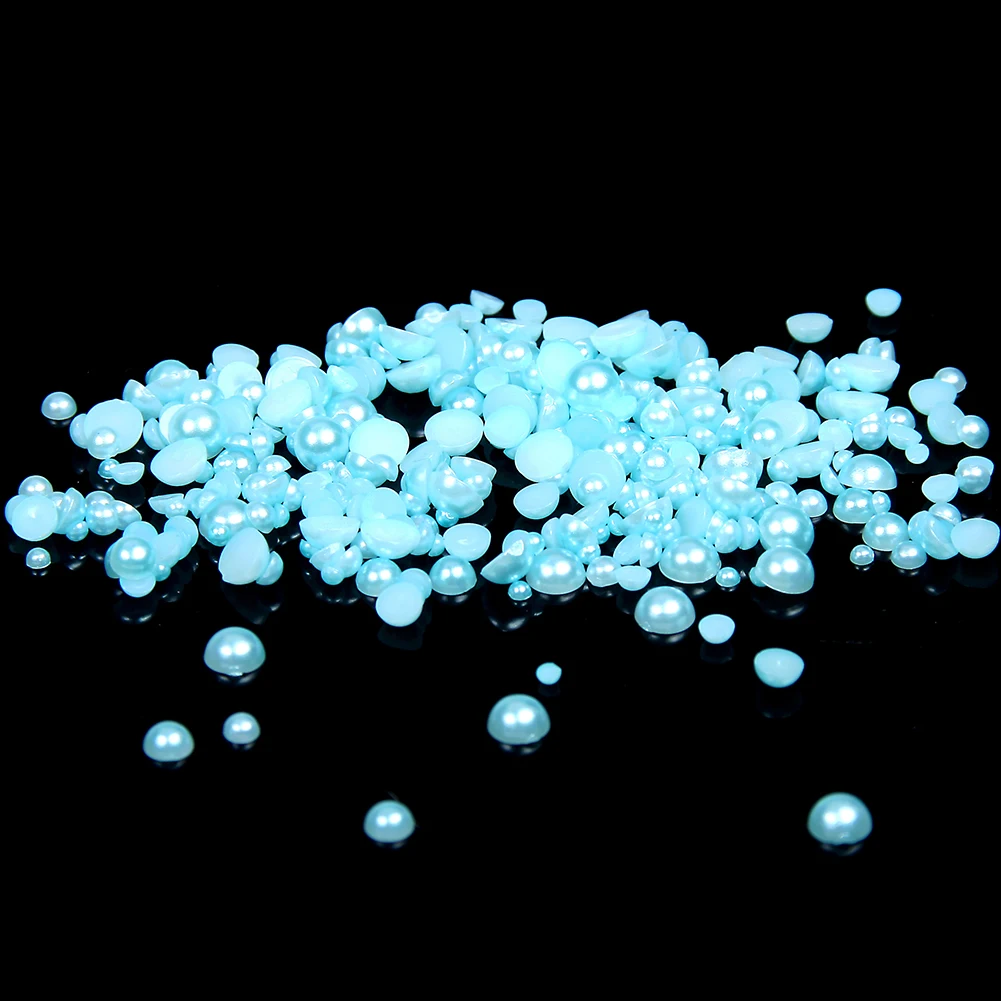 20 aquamarine Много цветов полукруглые жемчужины 1000 шт 2 мм плоские с одной стороны поделки клей на смоле Бусины для мини ногтей художественный чехол для телефона DIY украшения - Цвет: 20 aquamarine