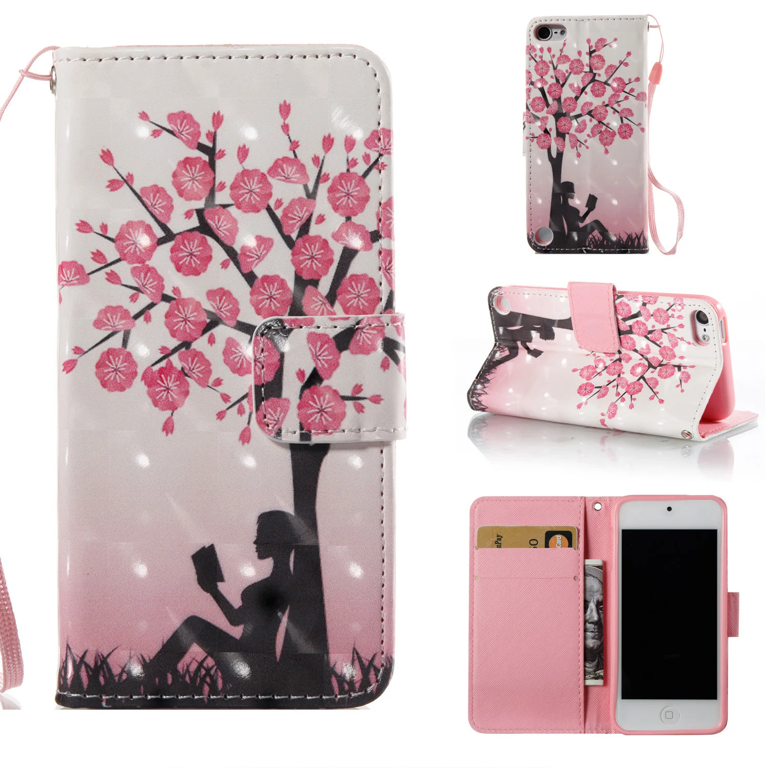 Adsorption Painting PU Leather Phone Case For iPod Touch 5 th5 &ampTouch 6 th6 Flip Wallet Stand Cover case | Мобильные телефоны и